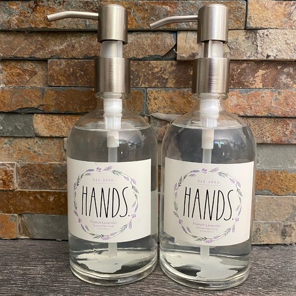 2-Rae Dunn HANDS-Hand Wash Soap Pumps-FR LAVENDER